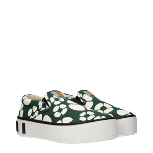 Green Fabric Slip-On Loafers