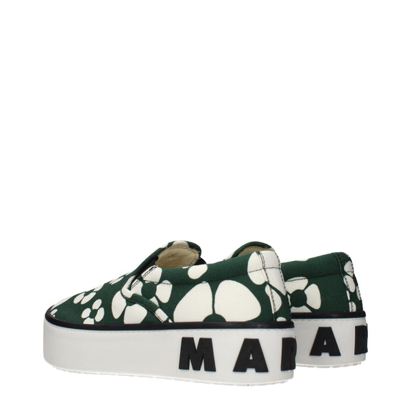 Green Fabric Slip-On Loafers