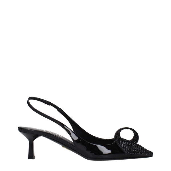 Black Leather Stiletto Heel Sandals