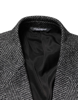 Gray Wool Blend Long Trench Coat Men Jacket