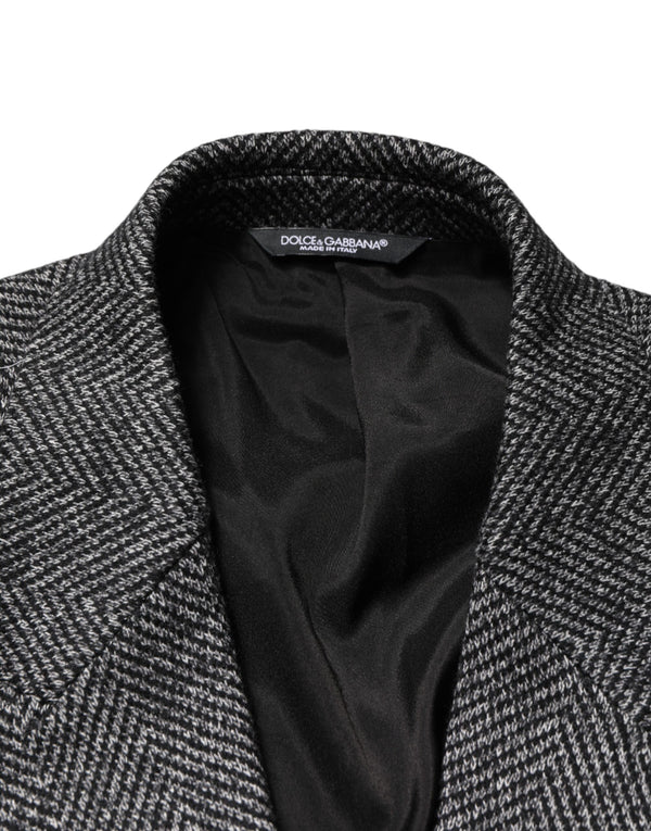 Gray Wool Blend Long Trench Coat Men Jacket