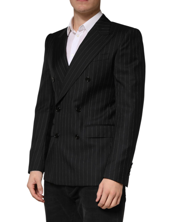 Black Stripes Double Breasted 2Button Blazer