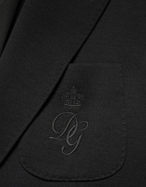 Black Wool Single Breasted 2 Button Blazer