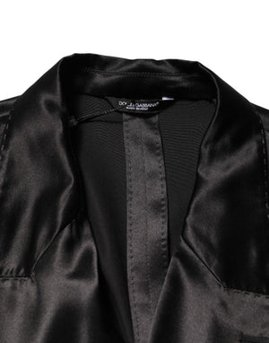 Black Silk Double Breasted 2 Button Blazer