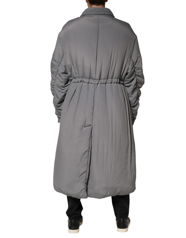 Gray Acetate Padded Collared Coat Jacket