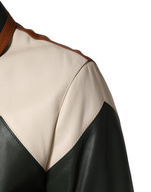 Multicolor Leather Full Zip men Biker Jacket