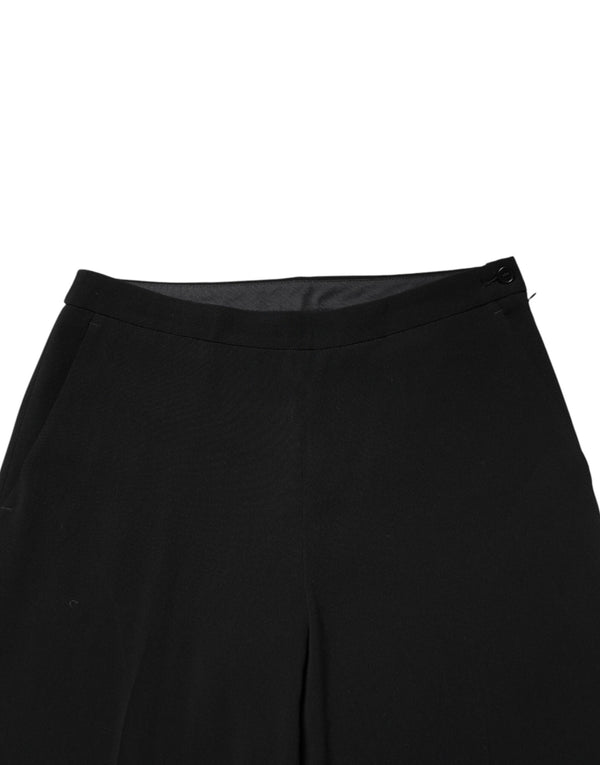Black High Waist Zip Straight Chino Trouser Pants