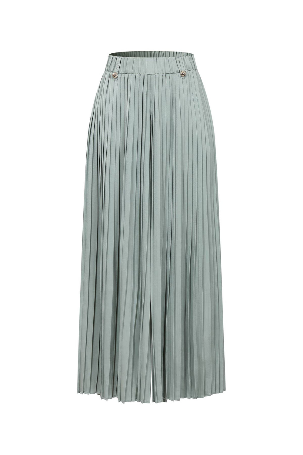 Pleated Wide Leg Pants With Knit Waist Band