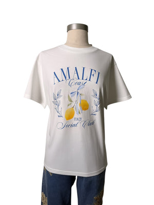 Stylish Lemon Graphic Print Crew Neck T-Shirt