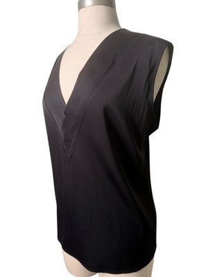 Pleated V-Neck Sleeveless Blouse