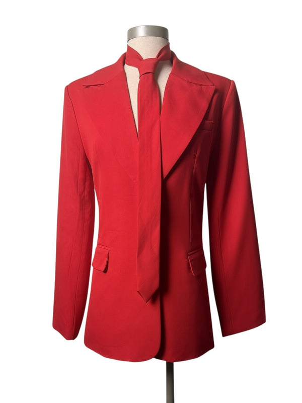 Stella Red Blazer with Tie