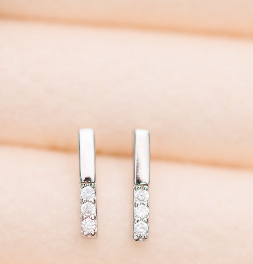 Twin Sparkle Silver Stud Earrings