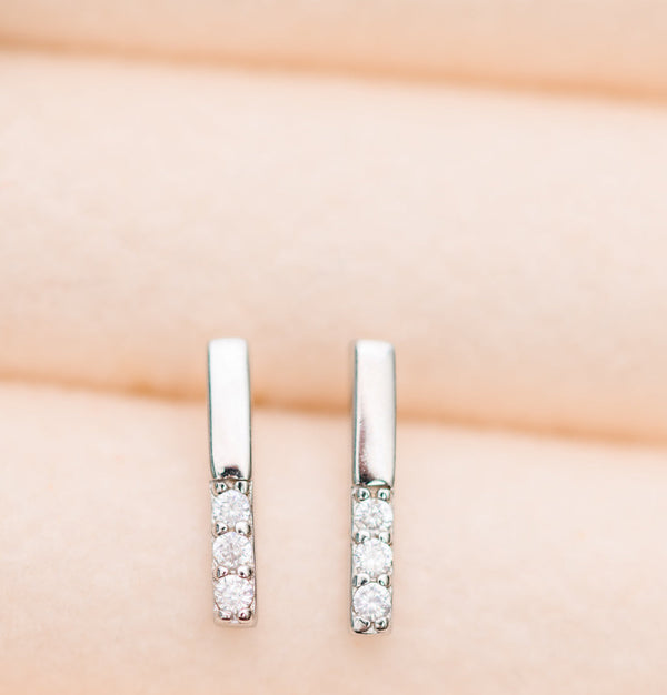 Twin Sparkle Silver Stud Earrings