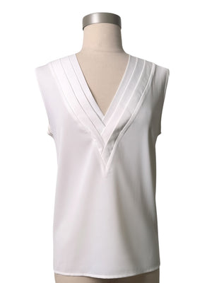 Pleated V-Neck Sleeveless Blouse