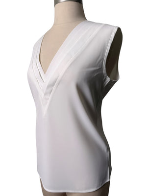 Pleated V-Neck Sleeveless Blouse