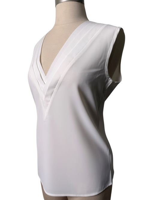 Pleated V-Neck Sleeveless Blouse