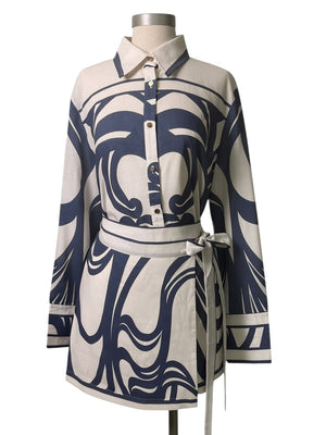 Abstract Print Shirt & Skort Set