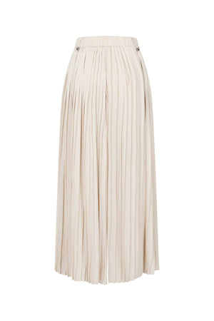Pleated Wide Leg Pants With Knit Waist Band