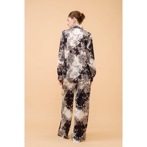 Baroque Leopard Print Satin Button-Up Shirt