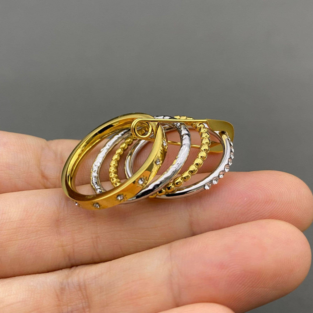 Two-Tone Orbit Crystal Statement Ring