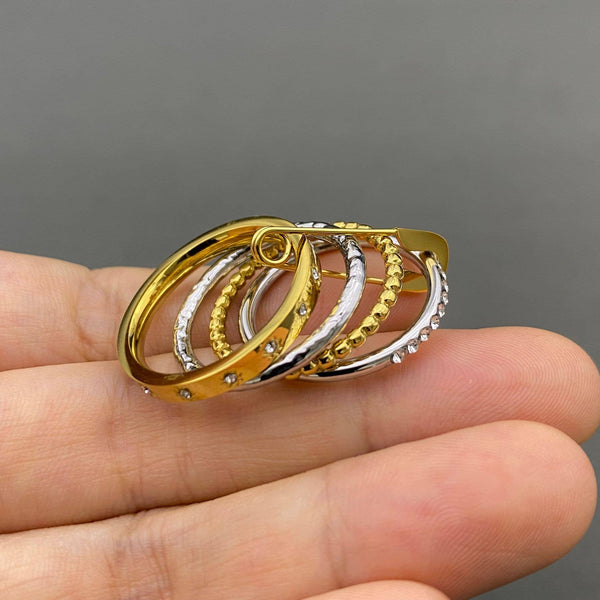 Two-Tone Orbit Crystal Statement Ring