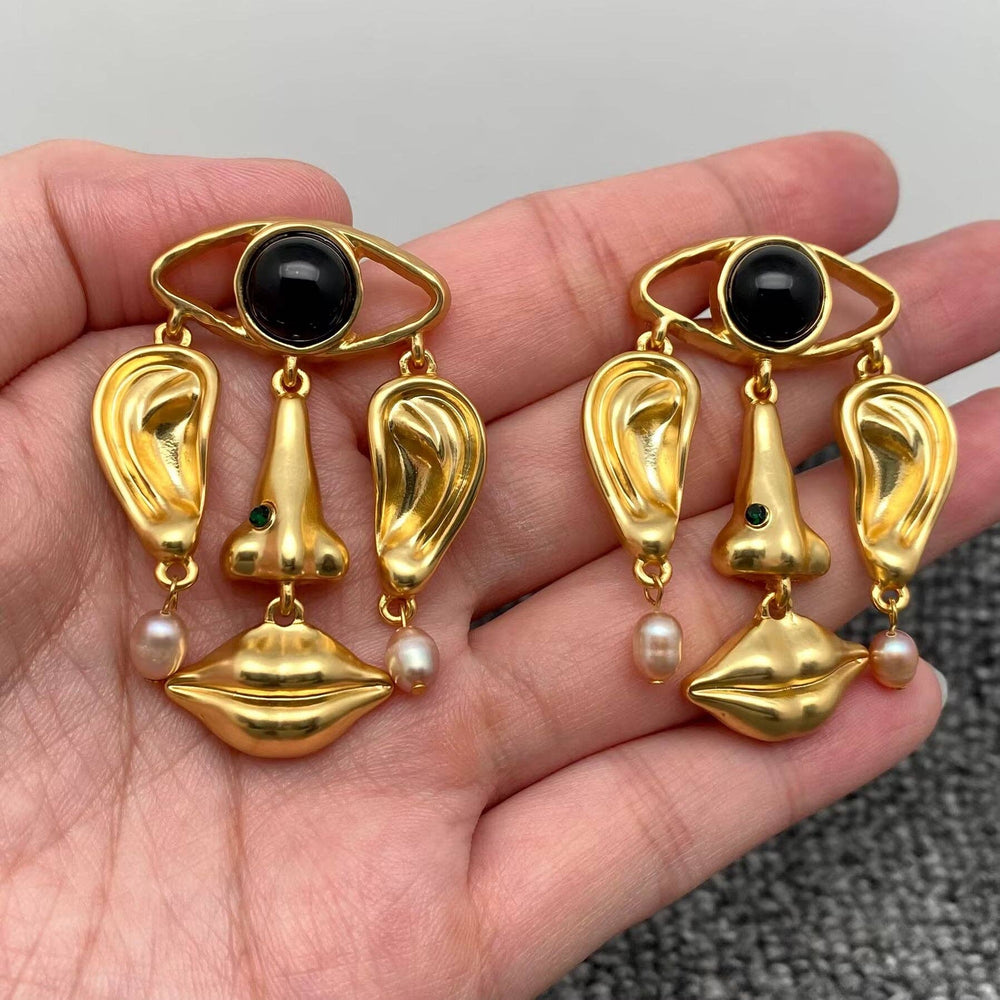 Surrealist Face Charm Statement Earrings
