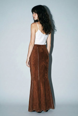 Sienna Western Eyelet Suede Maxi Skirt