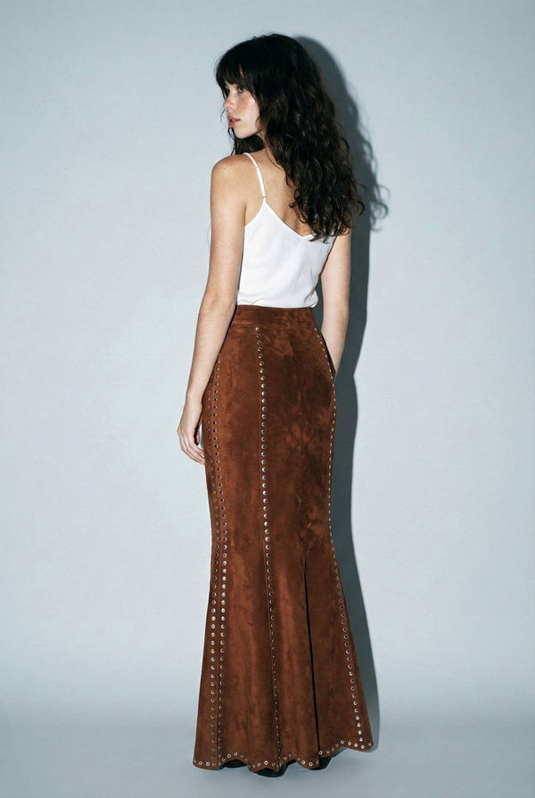 Sienna Western Eyelet Suede Maxi Skirt