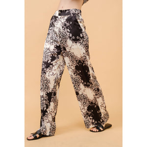 Baroque Leopard Print Satin Wide-Leg Pants