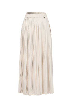 Pleated Wide Leg Pants With Knit Waist Band