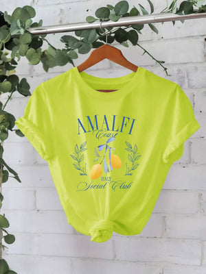 Stylish Lemon Graphic Print Crew Neck T-Shirt