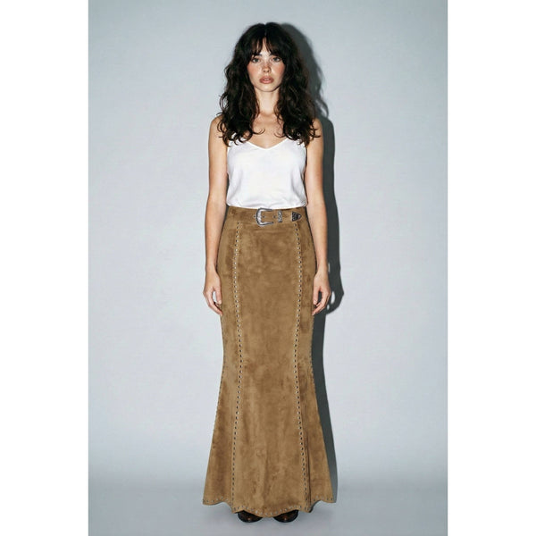 Sienna Western Eyelet Suede Maxi Skirt