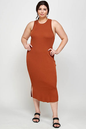 Ribbed Sleeveless Midi Dress