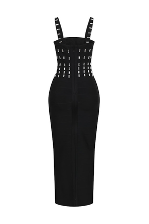 Bandage Square Neck Cut Out Long Dress