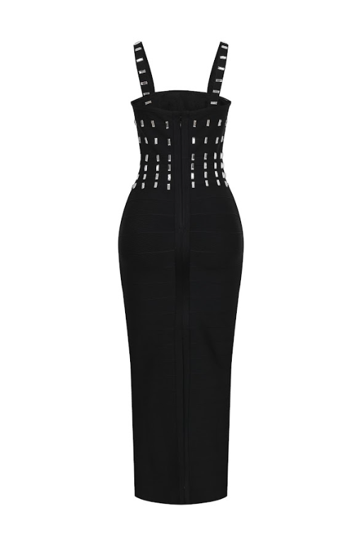 Bandage Square Neck Cut Out Long Dress