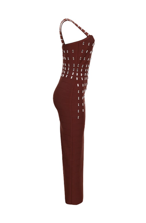 Bandage Square Neck Cut Out Long Dress