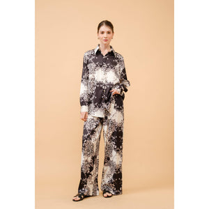 Baroque Leopard Print Satin Wide-Leg Pants