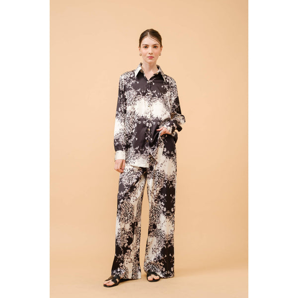 Baroque Leopard Print Satin Wide-Leg Pants