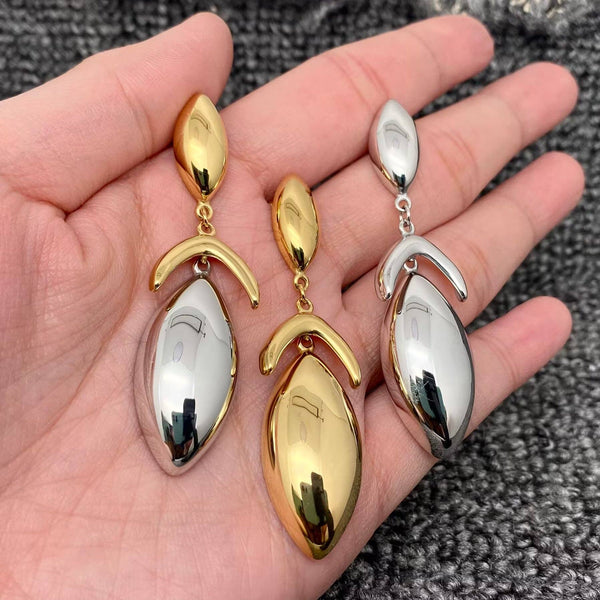 Two-Tone Sculpted Petal Drop Earrings