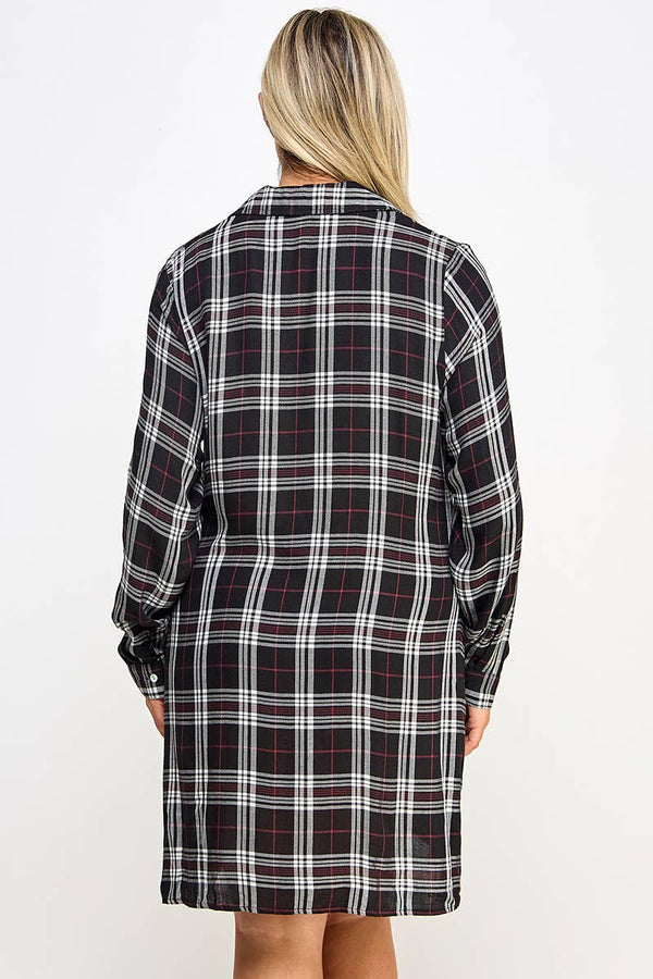 Plaid Wrap Tie Mini Dress