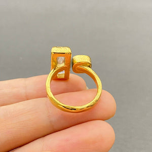 Golden Duo Crystal Open Ring