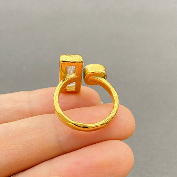 Golden Duo Crystal Open Ring