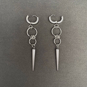 Silver Spike Chain Drop Earrings