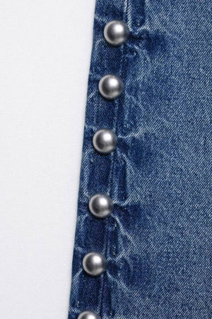 Pearl Embellished Wide-Leg Denim Jeans