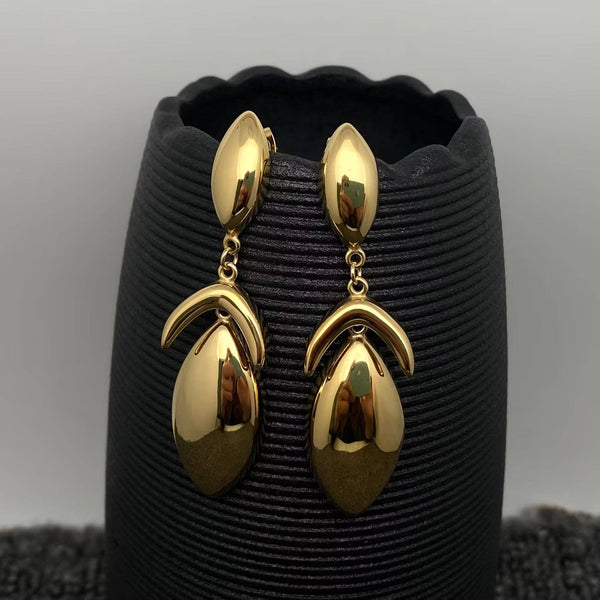 Two-Tone Sculpted Petal Drop Earrings