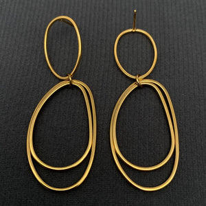 Golden Orbit Double Drop Earrings