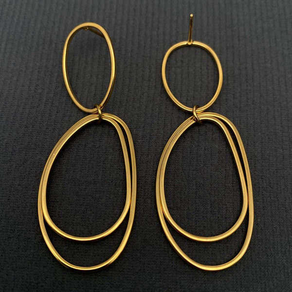 Golden Orbit Double Drop Earrings