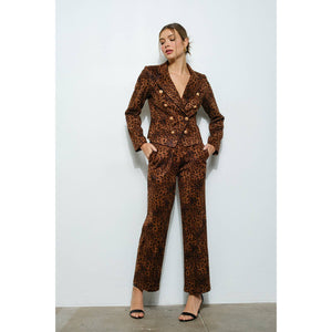 Leopard Print Double-Breasted Blazer
