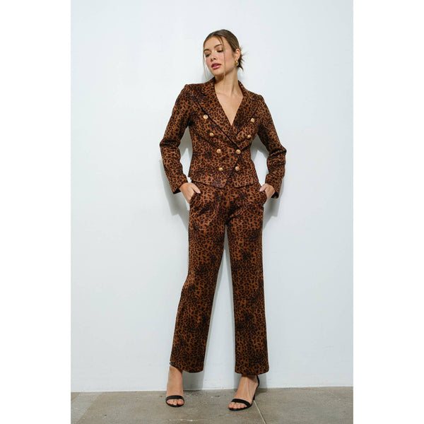 Leopard Print Double-Breasted Blazer