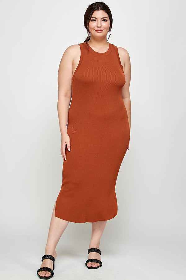 Ribbed Sleeveless Midi Dress